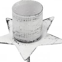 Artikel Stervormige kaarsenhouder om op te plakken metaal wit shabby chic 6cm 4st