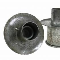 Artikel Step kandelaars set zilver antiek Ø9,5-10,5cm H7-14cm 4st