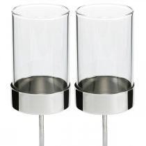 Artikel Kaarsenhouder om in te steken metaal/glas Ø5cm H19cm 4 st