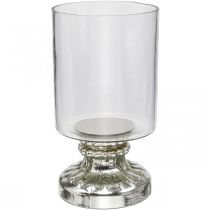 Lantaarn glas kaars glas antiek look zilver Ø13cm H24cm