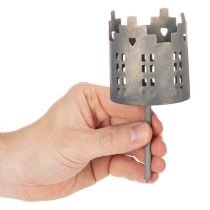 Artikel Theelichthouder en kaarsenhouder met pin, huisontwerp, 6 cm, 2 stuks
