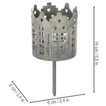 Artikel Theelichthouder en kaarsenhouder met pin, huisontwerp, 6 cm, 2 stuks