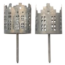 Artikel Theelichthouder en kaarsenhouder met pin, huisontwerp, 6 cm, 2 stuks