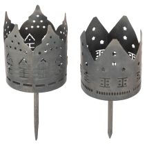 Artikel Theelichthouders met pin, huisvormige houders voor stompkaarsen, 6 cm, 2 stuks