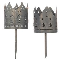 Artikel Theelichthouders met pin, huisvormige houders voor stompkaarsen, 6 cm, 2 stuks