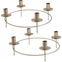 Kaarsenring staafkaarsen kandelaar goud Ø33,5cm H11cm 2st