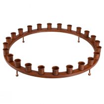 Artikel Kaarsenring voor 24 stokkaarsen kandelaar bruin metaal 43cm