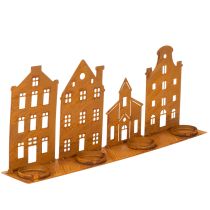 Artikel Kerstverlichting in de vorm van een kaars, decoratie in de vorm van huisjes, roestbruin, 52 x 12 cm