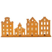 Artikel Kerstverlichting in de vorm van een kaars, decoratie in de vorm van huisjes, roestbruin, 52 x 12 cm