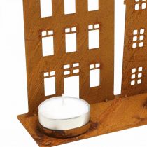 Artikel Kandelaar kerstverlichting decoratieve huisjes roest 52×12cm