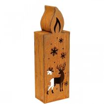 Theelichthouder kerstpatina hertenkaars 35x11cm