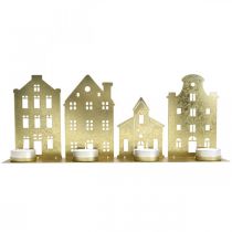 Artikel Kandelaar Kerstverlichting Deco Huizen Goud 52×12cm