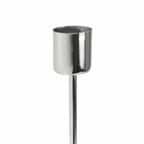 Artikel Metalen kandelaar set voor spitse kaarsen zilver Ø2.2cm H28cm 2st