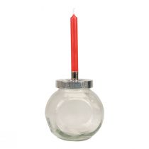 Artikel Kandelaar glas metaal kandelaar zilver Ø10,5cm 4 st