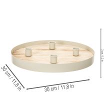 Artikel Ronde houten kaarsenhouder voor vier taps toelopende kaarsen, 30 cm