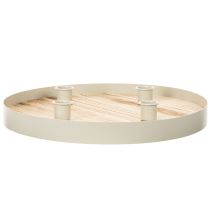 Artikel Ronde houten kaarsenhouder voor vier taps toelopende kaarsen, 30 cm