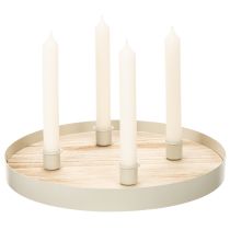 Artikel Ronde houten kaarsenhouder voor vier taps toelopende kaarsen, 30 cm