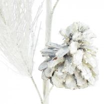 Artikel Kunstdennentak met kegels witte glitter L55cm