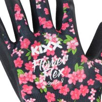 Artikel Kixx tuinhandschoenen met aardbeienmotief, wit en rood, maat 8; Kixx tuinhandschoenen met bloemen, zwart, maat 8