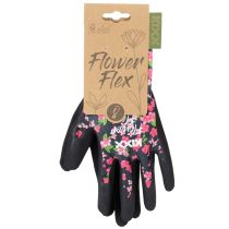 Artikel Kixx tuinhandschoenen, zwart met roze bloemen, maat 8