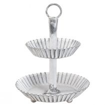 Artikel Taartplateau Shabby Chic metaal wit 2 lagen Ø16,5cm