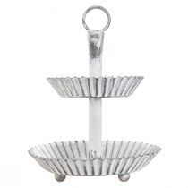 Artikel Shabby Chic metalen serveerstandaard met twee lagen, wit, 16,5 cm