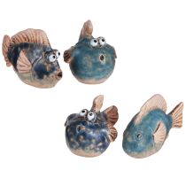 Artikel Kleine vis grappig keramiek decoratie blauw assorti 6-9cm 4 st