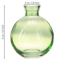 Artikel Kleine glazen vazen, bolvormige minivaasjes, groen, Ø7,5cm, H9cm, 6 stuks