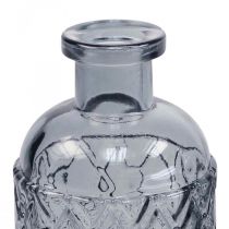 Kleine glazen vaas vaas ruitpatroon glas blauw grijs H12.5cm 6st