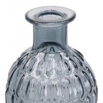 Kleine glazen vaas vaas honingraat glas blauw grijs H20cm 6st