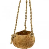 Kokoskom hangend, naturel plantenkom, hangmand Ø8cm L55cm
