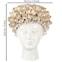 Artikel Hoofdvaas Keramiek Vaas met Rozen Wit Bruin Ø19cm H2.5cm