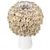 Artikel Hoofdvaas Keramiek Vaas met Rozen Wit Bruin Ø19cm H2.5cm