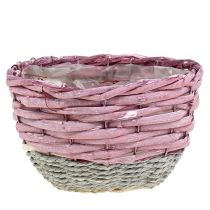 Mand rond set van 3 Ø14cm - 24cm roze, naturel