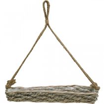 Artikel Hangmand, plantenbak, geweven plantenpot, natuurlijke kleuren, witgewassen, L43,5cm