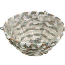 Artikel Plantenmand om op te hangen, bloemenmand gevlochten wit, grijs, naturel H16cm Ø30cm