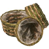 Mand plantenmand gevlochten groen 30×24/26×20/22×15cm set van 3