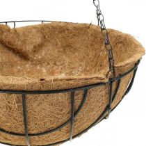 Plantenschaal om op te hangen, hanging basket kokosvezels, metaal naturel, zwart H16.5cm Ø35cm
