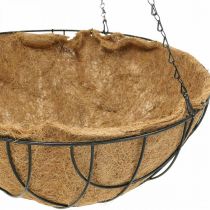 Hangmand, plantenschaal van kokosvezel metaal naturel, zwart H20,5cm Ø40,5cm