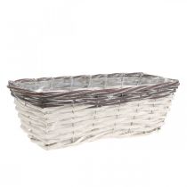 Siermand wit, bruine plantenpot two-tone 32×13.5×9.5cm