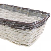 Siermand wit, bruine plantenpot two-tone 32×13.5×9.5cm