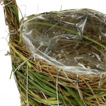 Plantenmand met handvat springmand groen 14×25/18×28cm set van 2