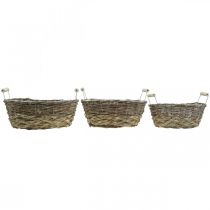 Artikel Natuurlijke plantenmand, mand met handvatten, plantenbak shabby chic white wash L31/27.5/24cm H12/11.5/10cm set van 3