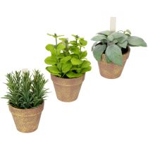 Artikel Kunstmatige kruidenpot met decoratieve kruiden voor keuken, tuin, balkon of terras, 15 m³, 3 stuks