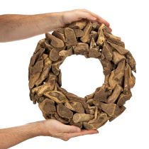 Artikel Decoratieve krans gemaakt van natuurlijke houtstukken, rond, 35 cm