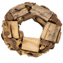 Artikel Decoratieve krans gemaakt van natuurlijke houtstukken, rond, 35 cm