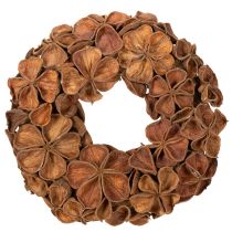 Artikel Krans van gedroogde lotusbloemen, decoratieve deurkrans, 35 cm