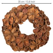 Artikel Krans van gedroogde lotusbloemen, decoratieve deurkrans, 35 cm