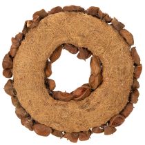 Artikel Krans van gedroogde lotusbloemen, decoratieve deurkrans, 35 cm