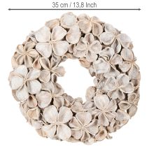 Artikel Krans met lotusbloesem, natuurlijke decoratie, gedroogde bloemen, 35 cm